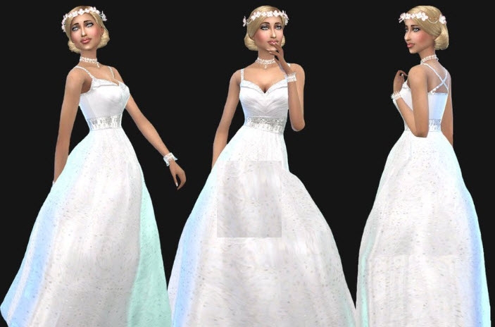 模拟人生4纯白色婚礼长裙MOD