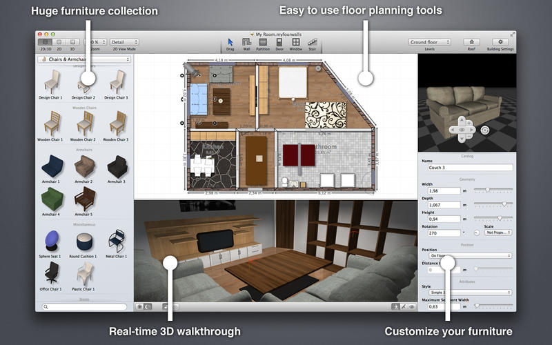 室内设计软件MyFourWalls for Mac