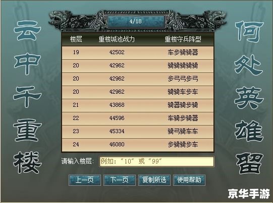 七雄争霸千重楼战力表：攀登战力巅峰的指南