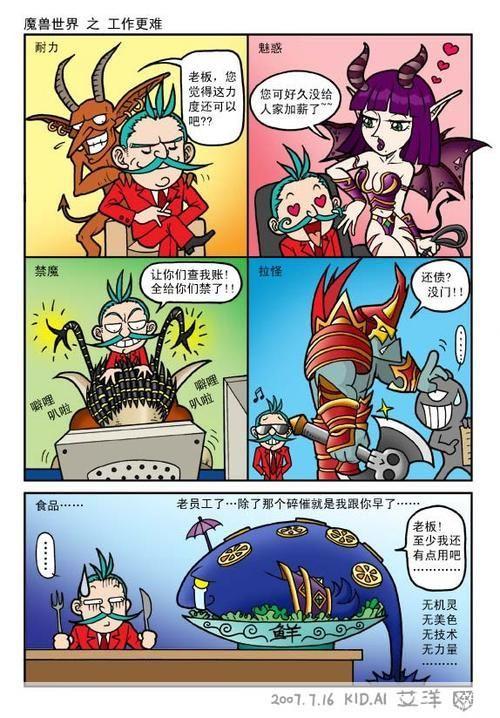 魔兽四格漫画:魔兽四格漫画：冒险、战斗与幽默的日常**